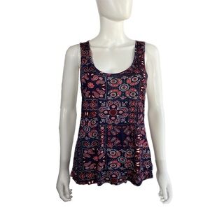 Justify Paisley Crochet Racer Back Swing Tank